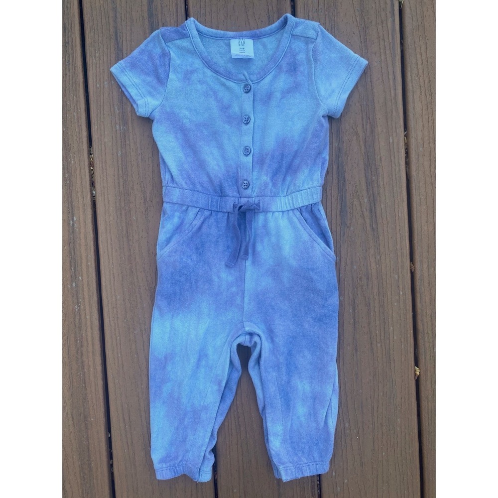 Baby Gap 12-18 mo Tye-Dye Romper Button Up Short Sleeve Pockets no stains